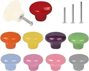 10x Colorful Door Knob Cabinet Retro Round Ceramic Drawer Cupboard Kitchen Dresser Pull Handle Knobs 32mm/1.25" (Ivory,Red, Orange,Green, Yellow, Blue,Pink,Pale Pinkish, Purple, Grey)
