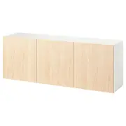 BESTÅ wall-mounted cabinet combination, white/Fänrik ash, 180x42x64 cm
