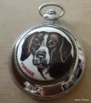 Enameled handpainted RUSSIAN POCKET WATCH DOG houmd / whippet/