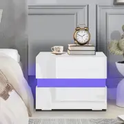 ALFORDSON 2 Drawers Bedside Table Miron LED Nightstand (White)