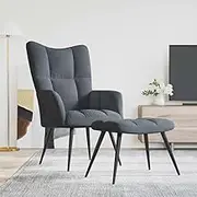 Relaxing Chair with a Stool Dark Grey Velvet Home Chairs