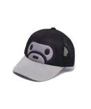 A Bathing Ape Kids Snapback Mesh Cap 2025 SS Model BABY MILO FACE Motif Japan