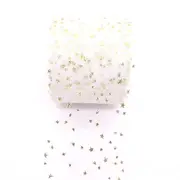 Gold Star White Mesh Organza Ribbon Roll