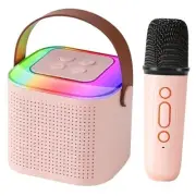 Karaoke Machine for Kids & Adults， Mini Portable Bluetooth Karaoke Pink 1 Mic