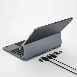 doqo 3 巧控含 HUB 2022 iPad Air 5 (10.9 吋) 鍵盤保護殼 – 繁體, 太空灰