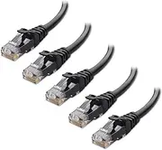 Cable Matters 5-Pack 10Gbps Snagless Short Cat 6 Ethernet Cable - 0.3m, Cat 6 Cable, Cat6 Internet Cord for Networking, Black