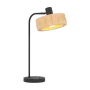 Katniss Natural Raffia Black Table Desk Lamp