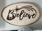 Wood Burning, Pyrography, Handmade, Believe Wood Art, Basswood