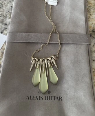 100% Authentic Alexis Bittar Green Lucite & Crystal drop necklace $275