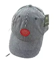 Big Hat ODD JOB Painters Cap Navy White Pinstripe w Red LogoSize XL 7 1/4 -8 5/8