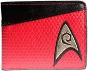 [STAR TREK] Star Scifi Trek Red Engineering Logo Leather Bi Fold Wallet, Multicolor
