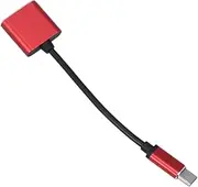 BRIGHTFUFU Type C Headphone Adapter Charging and Audio Converter Red for USB C Devices Compact and Portable Design Supports Simultaneous Music Playback and Charging