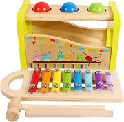 TOWO Wooden Hammer and Ball Toy and Xylophone Set - Mallet and Pegs Pound and Tap Toys and Xylophone Toy for Baby Toddlers- Wooden Musical Toys for Kids