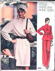 Vtg Vogue ANNE KLEIN 2990 Sewing Pattern Misses Pant Suit or Dress Sz 10 UNCUT