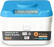 KSafe Timer Lock Box for Phones, Snacks & Medications - Cell Phone Jail & Food Safe with Timer - Time Locking Container for Better Habits & Addiction Management (Mini, Blue Lid + 3.0” White Base)