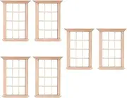 DOITOOL 6PCS Dollhouse Windows, 1: 12 Scale Miniature Dollhouse Furniture Window Frame, 12- pane Window Frame Model for Dolls Houses Decoration ( 4.52X3.26X0.79inch )