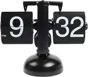 Retro Vintage Auto Flip Desk Clock Large N Battery Power Internal Gear Operated