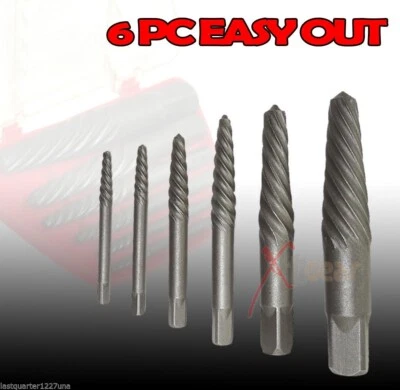 NEW 6PC SCREW EXTRACTOR KIT SET BROKEN BOLT REMOVAL TOOL EASY OUT LAG SHANK BIT