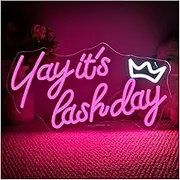 Sign Lamp Yay It's Lash Day Neon Sign USB Powered Lash Neon Lights Wall Decor For Beauty Room Nails Hair Bar 29x35cm
