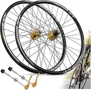 Mountain Bike Wheelset 26"/27.5"/29", Aluminum Alloy Rim 32H Disc Brake MTB Wheelset, Quick Release Front Rear Wheels Black Bicycle Wheels,Bike Wheels for 7-11 Speed Cassette