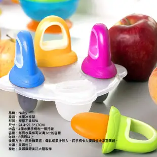 Nuby 鮮果園系列 水果冰棒架 牙齦舒緩棒 蔬果好冰棒 (4入) 食物調理器 美國代購 正品 綠寶貝