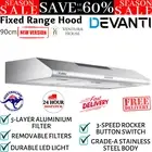 DEVANTI Fixed Range Hood Rangehood Stainless Steel 90cm 900mm Kitchen Canopy New