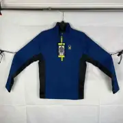 NWT Spyder Outbound 1/4 Zip Blue Pullover Fleece-Lined Sweater Jacket SMALL