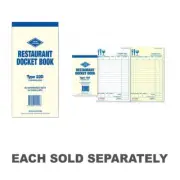 Zions Carbonless Triplicate Restaurant Docket Book Recording Books High Quality
