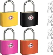 TSA Luggage Locks with Keys, [4 Packs] Diyife Key Travel Locks, Small Suitcase Padlock for Luggage, Keyed Luggage Locks Brass for Gym Lockers, Laptop Bags,Travel Suitcases [8 Keys]
