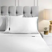 Sheraton Luxury Bamboo Cotton Sheet Set White King Single