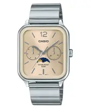 Casio Moon Phase Day/Date Stainless Steel Champagne Dial MTPM305D-9AV Mens Watch
