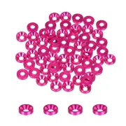 M3 Countersunk Washers,Anodized Aluminum Gaskets for Screw RC,50PCS(Rose Red)