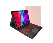 Keyboard Case with Pencil Holder and 7 Colors Touchpad Keyboard for iPad 9.7/10.2/10.5 - Rose Gold