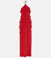 [Magda Butrym] Magda Butrym Floral-appliqué jersey gown AU 12 red