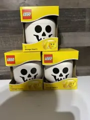 LEGO Small Storage Head, White, Skeleton Stackable Container- Lot Of 3