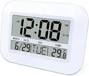 Oidnvay Digital Wall Clock Alarm Clock Calendar Clock Digital Clock with Date Day and Time Wall Clock with Temperature Battery Operated Simple Temperature Calendar Date Day for Home Office