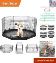 Foldable Exercise Metal Pet with Door and Bottom Pad, Dog Fence, Puppy Pen, R...