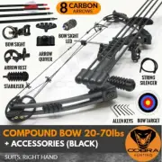 Compound Bow 20-70lbs Archery Hunting Black Right 8 X CARBON ARROW TARGET