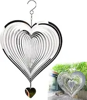 Stainless Steel Wind Chime, 3D Hanging Wind Spinner, Rotating Kinetic Windmobile, Patina Wind Chime Spiral Heart, Light Effect Design, Wind Chimes Garden, Wind Chime for Living Room, Corridor, Window