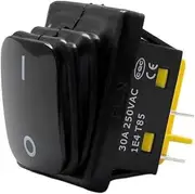 KLVN On Off 30A/250V Heavy Duty 4 pin DPST IP67 Sealed Waterproof t85 Auto Boat Marine Rocker Switch Black no LED