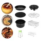 Air Fryer Accessories Set 8Pcs Steel Skewer Rack Air Fryer Accessory Kit 7-hole