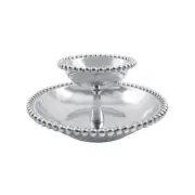 Mariposa Pearled Tiered Chip & Dip, One Size, Silver
