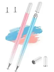 2 in 1 Magnetic Disc Stylus Pen for Touch Screens, Compatible with Pink+Blue