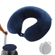 Travel Pillow Memory Foam U Shaped Neck Pillow with Storage Case for Airplane Chair-Navy