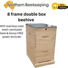 8 FRAME FLAT PACK BEEHIVE WITH MESH BASE BEE HIVE BOTTOM BOARD BEEKEEPING 8F BOX