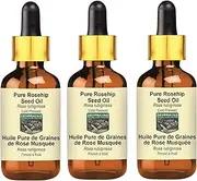 Devprayag Pure Rosehip Seed Oil (Rosa rubiginosa) with Glass Dropper Natural Therapeutic Grade Cold Pressed (Pack of three) 100ml X 3 (10 oz)