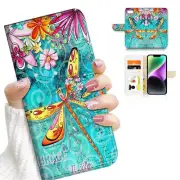 ( For iPhone SE 2nd/3rd Gen ) Wallet Case Cover AJ26024 Flower Dragonfly