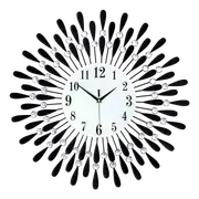 Large Modern 3D Crystal Wall Clock Luxury Art Metal Round Home Decor