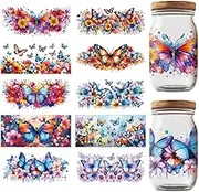 GOMAKERER 10 Sheets UV DTF Cup Wrap Transfer Stickers Butterfly Stickers for Rubbing Insects PVC Waterproof for Cups Transfer Decoration for Homemade Bottles Drinks Jam