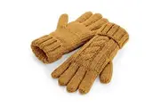 Beechfield Unisex Cable Knit Melange Gloves (Mustard) (S/M)